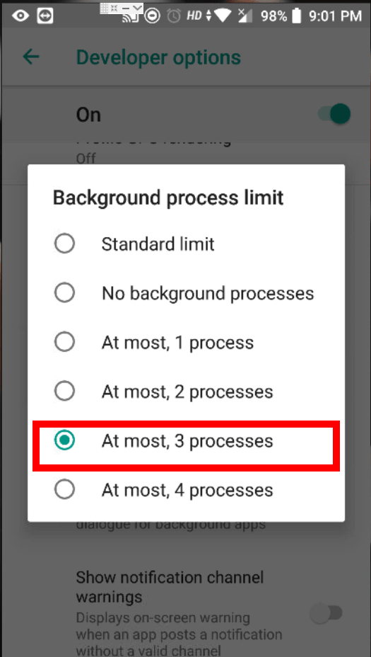 Limiting Background Processes to 3