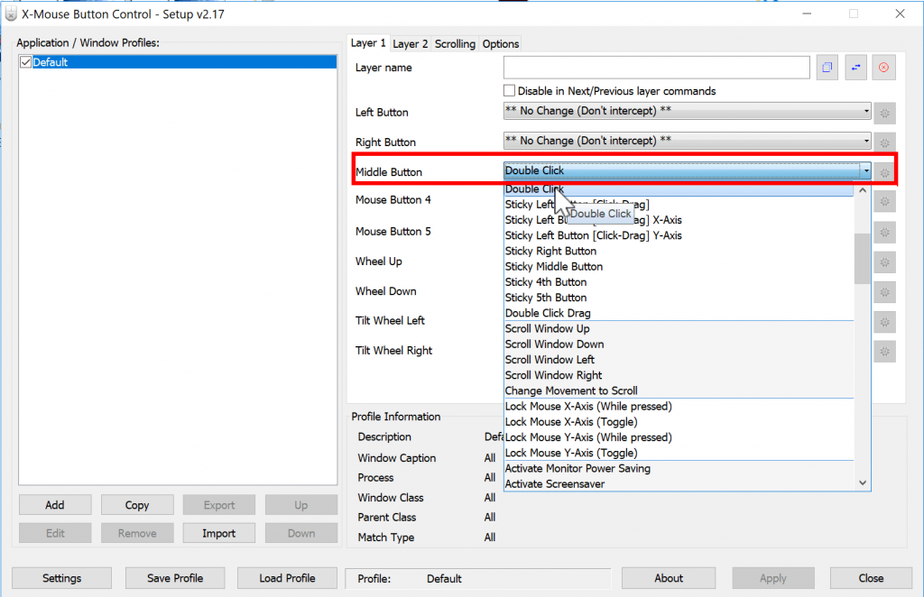 Set Double Click Button