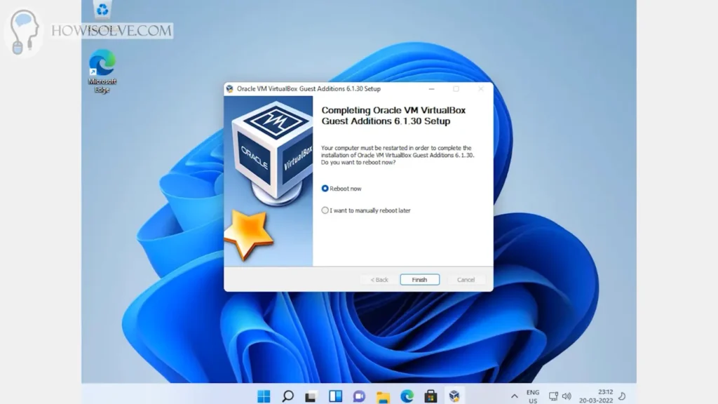 Click FInish to complete the installation and Your Virtual Machine will Reboot