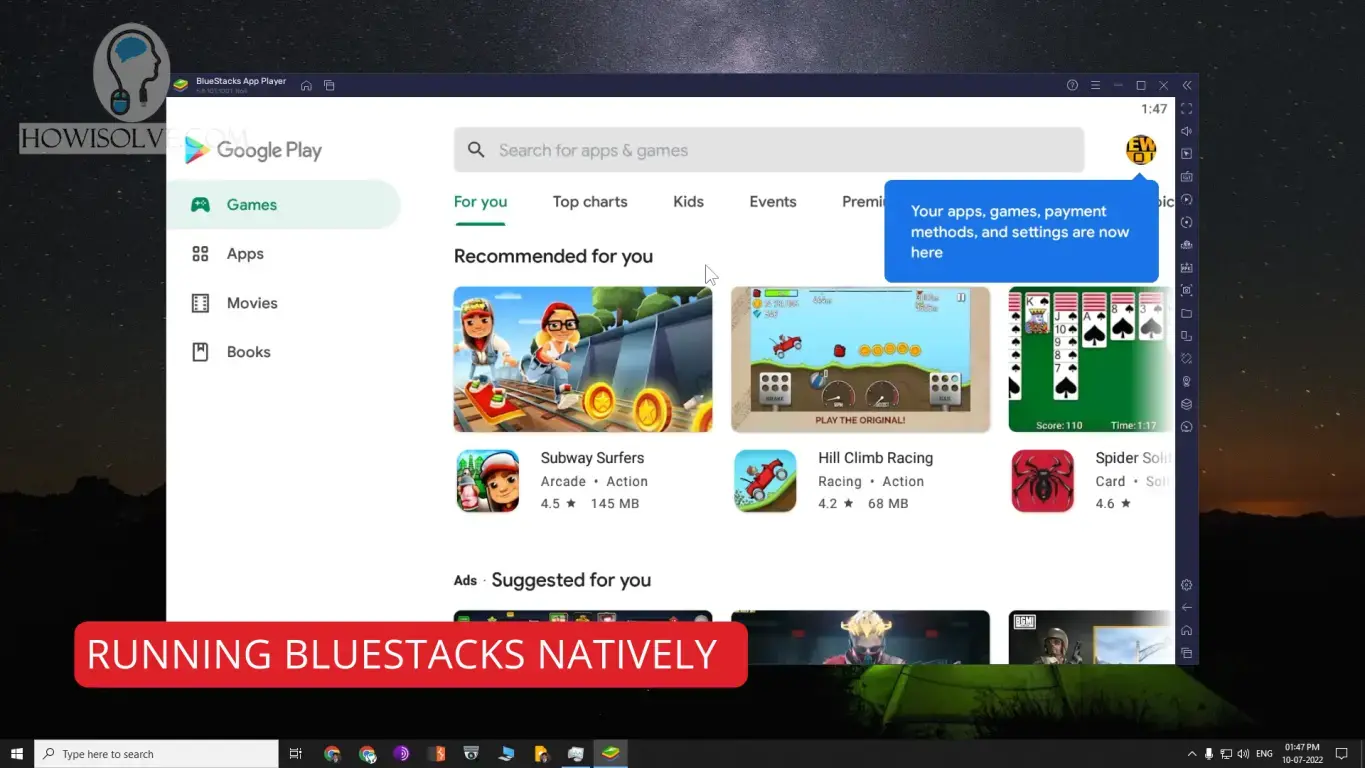 Running Bluestacks Natively